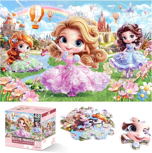 Jumbo Floor Puzzle for Kids,48 Piece Princess Large Jigsaw Puzzles,Puzzle for Toddler Ages 3-5,Preschool Educational Intellectual Development Toy Gift for Boys & Girls Ages 4-8