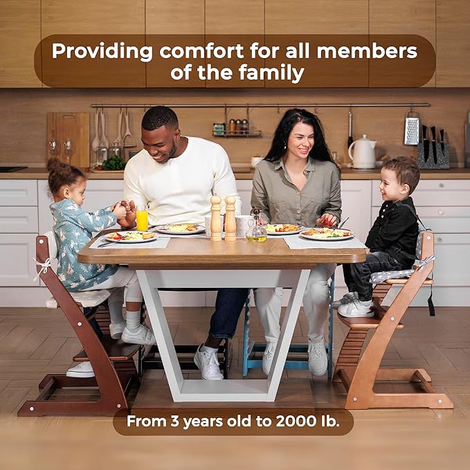 FORNEL Adjustable High Chair in Dark Walnut Finish | The Forever Chair That Grows from Toddler to Adult | Premium Solid Wood Construction