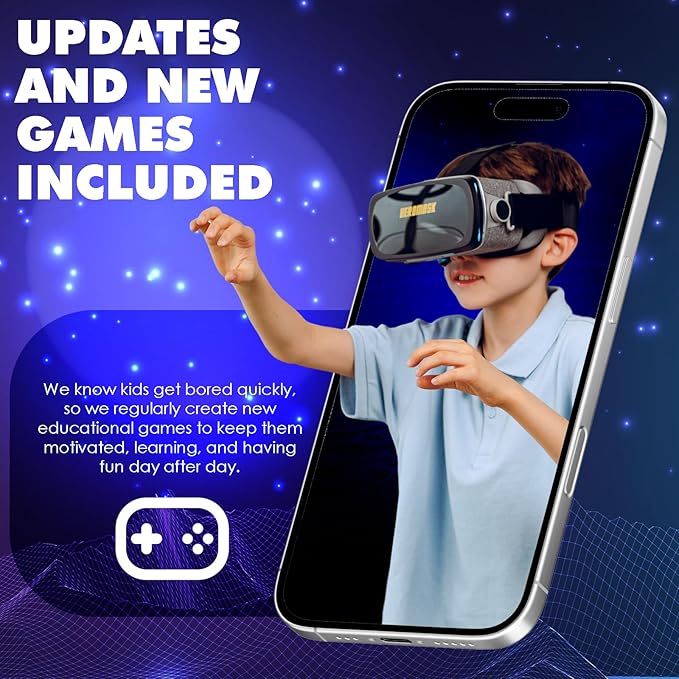 VR Headset + Math Games [Multiplication Subtraction etc] Virtual Games: Gift for Boys & Girls. Cool Educational Toys for Kids 5 6 7 8… Years Old. Virtual Reality Learning Resources Grade 1 2 3 4…8