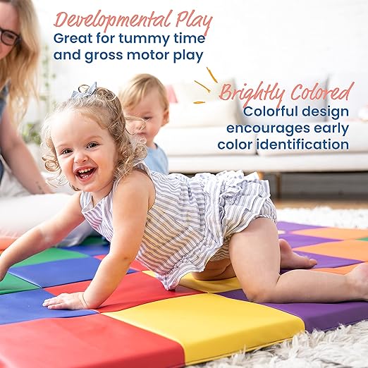 ECR4Kids SoftZone Patchwork Activity Mat, Folding Playmat, Assorted