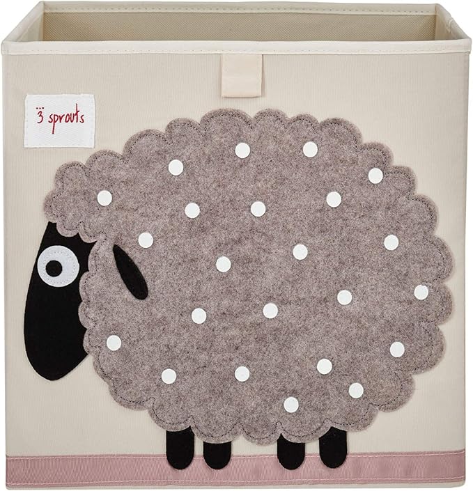 3 Sprouts Toy Storage Organizer: Toy Box Cube Organizer for Playroom, Nursery - Foldable Storage Bin - Sheep