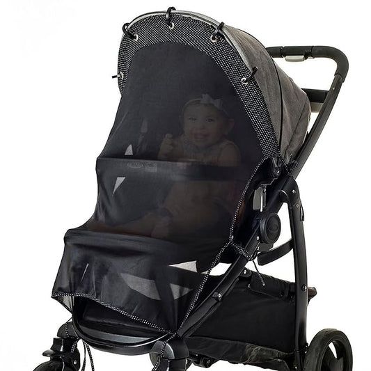Stroller Sun Shade - Universal UV Protection Cover for Strollers Sunshade with See Through, Clip-On Sun Blocker, Sun Shield for Baby, Breathable Adjustable Fit, Full Coverage, X-Large