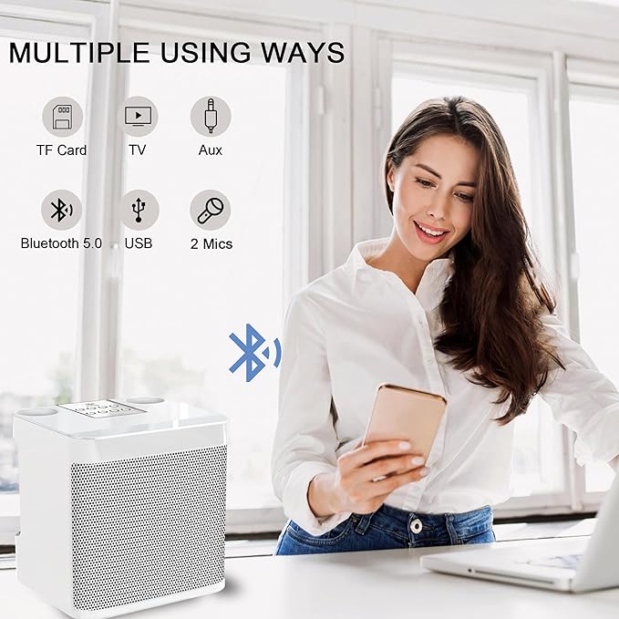 Karaoke Machine for Adults and Kids, Portable Bluetooth Karaoke Speaker with 2 Wireless Microphones for TV, Singing Karaoke for Home Party, Great Gifts for Boys and Girls