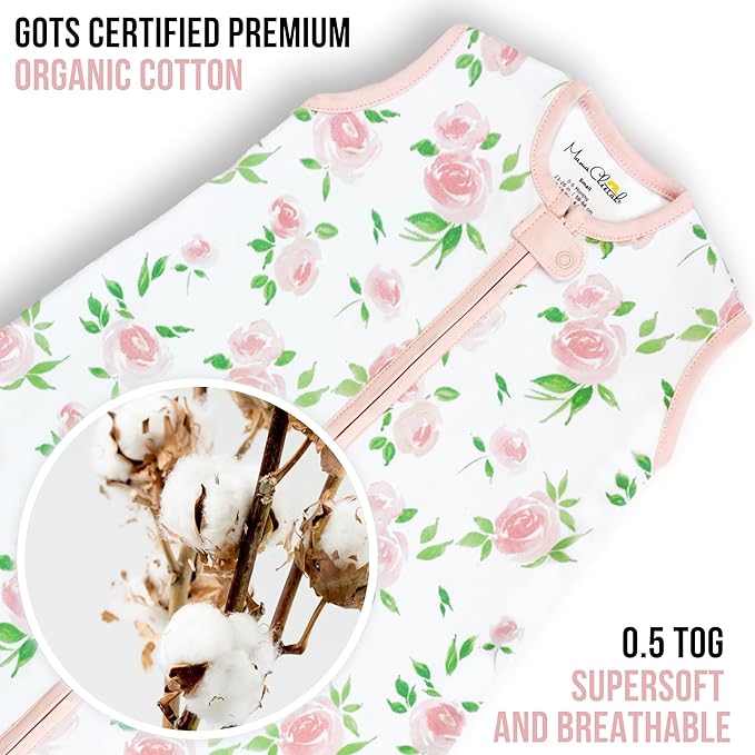 Mama Cheetah Baby Sleep Sack 0.5 TOG, Organic Cotton Baby Wearable Blanket, Swaddle Transition Baby Sleeping Bag, Boy Girl Newborn Infant, XXL (24-48 M)