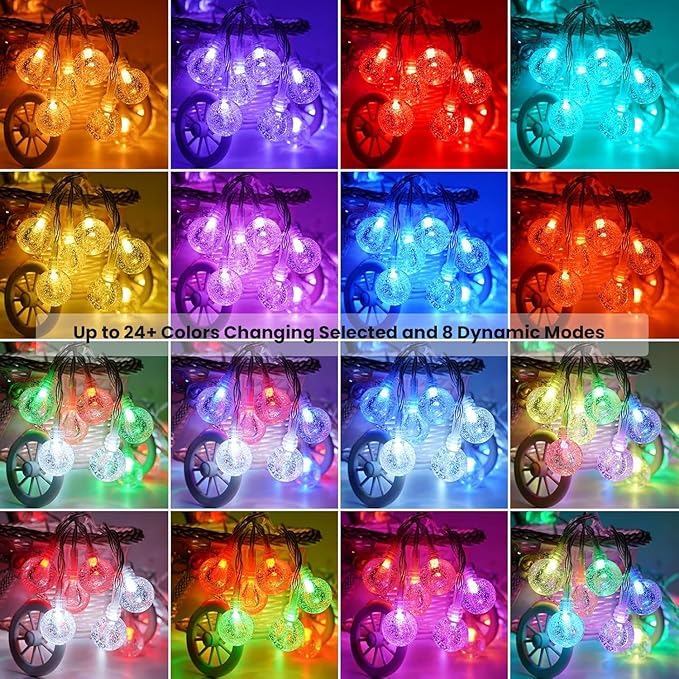Color Changing String Lights Plug in, 33ft 60LED Connectable Crystal Globe String Lights Remote, Decorative Outdoor Twinkle Lights for Girl Gift Bedroom Patio Garden Tent Camp Party Christmas Décor