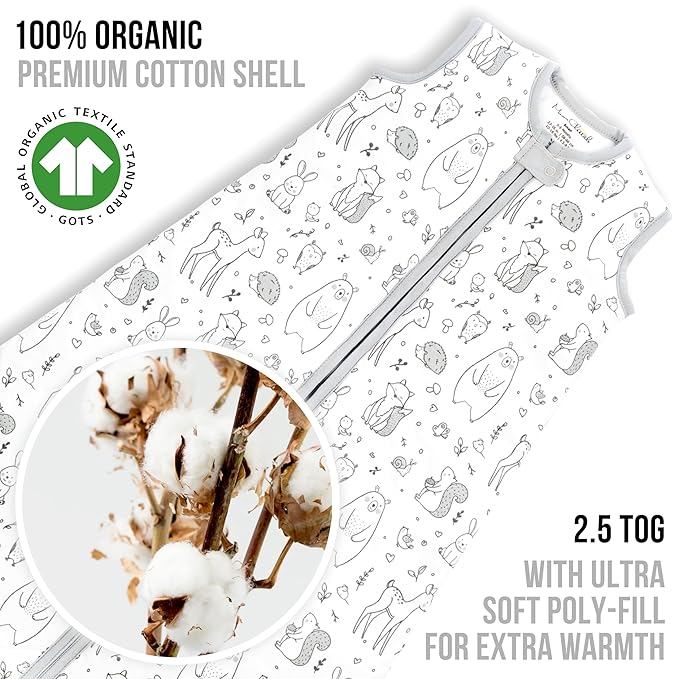 Mama Cheetah Baby Sleep Sack 2.5 TOG, Winter Baby Sleeping Bag with 2-Way Zipper, Organic Cotton Swaddle Transition Wearable Blanket for Boy Girl Infant Toddler, 12-18 Months, 1-Pack