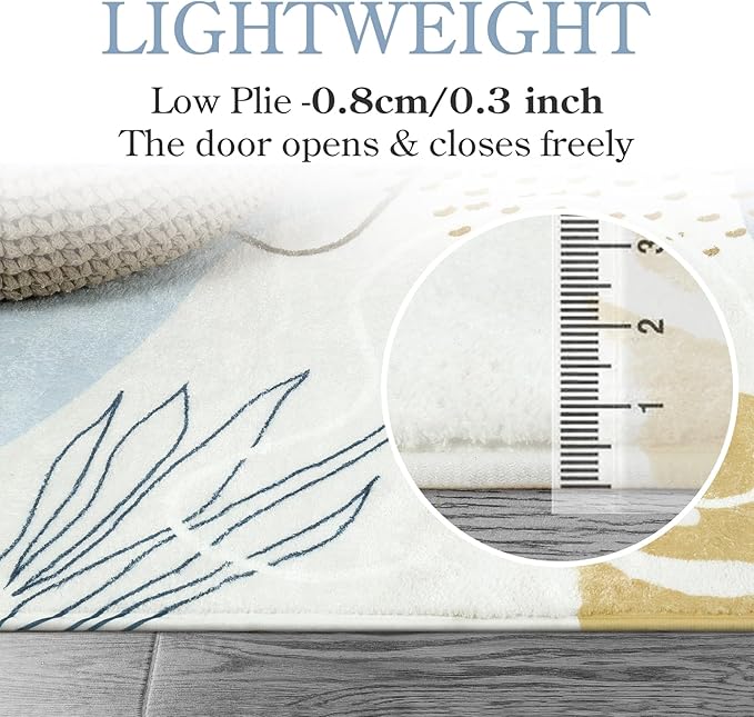 Lahome Boho Blue Living Room Carpet - Washable Area Rugs 4x6 Non-Slip Ultra-Thin Soft Bedroom Rugs Nursery Kids Room, Botanical Print Indoor Modern Floral Carpet Rug for Classroom Laundry Room Office