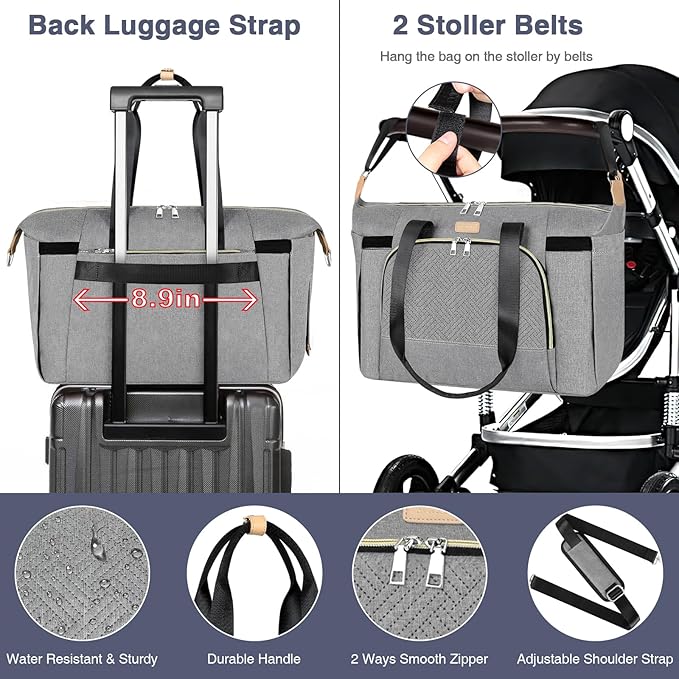 ITIEZY Diaper Bag Tote for Baby - Large Mommy Bag with Portable Changing Pad Pacifier Case, Hospital Bags Travel Baby Bag