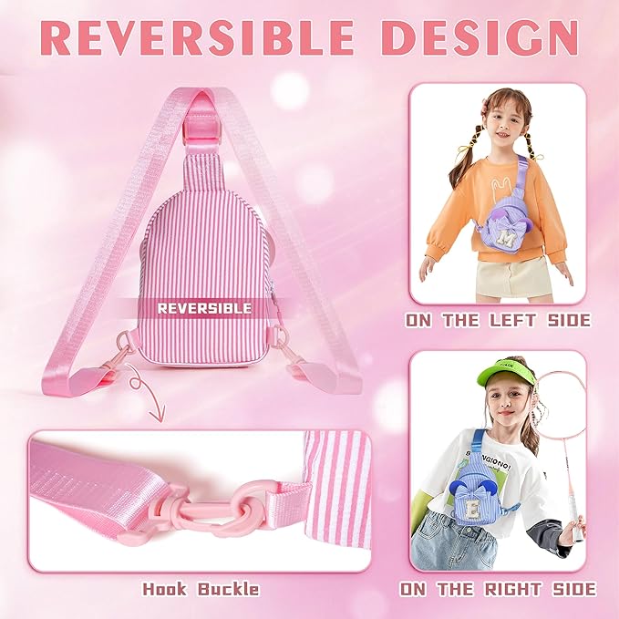 Gifts for Kids, Girls Birthday Gifts | Purple Crossbody Bags for Little Girl Kids Initial Cross Body Bag Small Sling Belt Bag Birthday Gift for Sister Daughter Granddaughter Gift (Purple C)