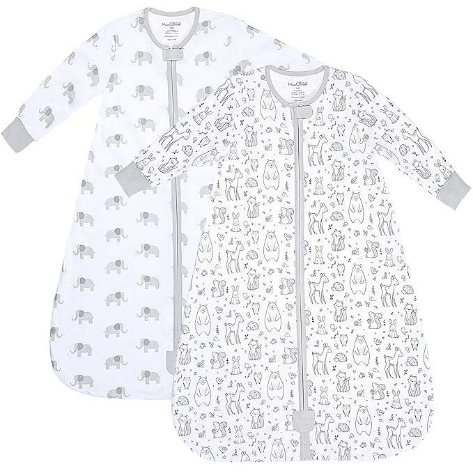 Mama Cheetah Baby Sleep Sack with Sleeves, 0.5 TOG Organic Cotton Wearable Blanket and Two-Way Zipper, Swaddle Transition Long Sleeve Sleeping Bag for Newborn Infant Toddler, 12-18 Months