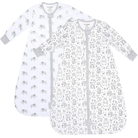 Mama Cheetah Baby Sleep Sack with Sleeves, 0.5 TOG Organic Cotton Wearable Blanket and Two-Way Zipper, Swaddle Transition Long Sleeve Sleeping Bag for Newborn Infant Toddler, 18-24 Months