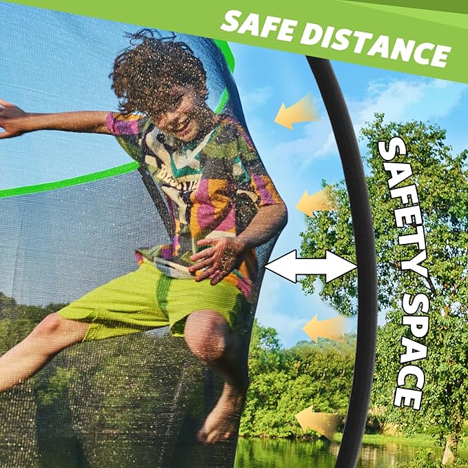 14FT 12FT 10FT 16FT Trampoline with Safety Enclosure, Anti-Rust Coating – ASTM Certified, Heavy-Duty Outdoor Trampoline with Ladder – for Kids & Adults