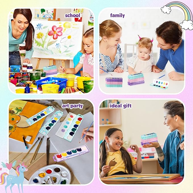 36 Pcs Unicorn Style Watercolor Painting Set 8 Washable Colors With Brush Watercolor Painting Set Gift Party Supplies Back To School Party Gift Exchange
