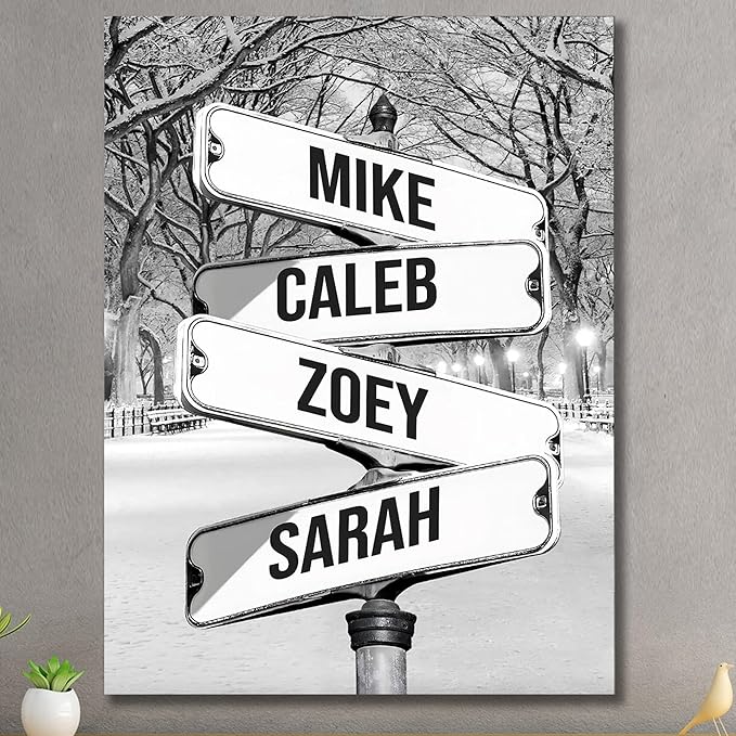 Personalized Father's Day Family Names Street Custom Multi-Name Date of Birth Vintage Street Sign Happy Fathers Day Poster Canvas Wall Art Best Gifts for Dad Husband from Daughter Son Wife Kids #16