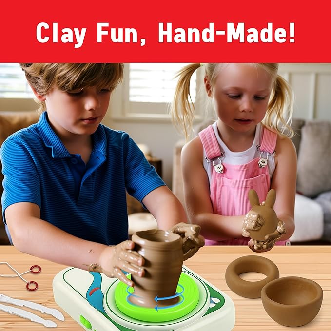 Pottery Wheel for Kids, Ceramic Art Pottery Painting Kit for Kids Ages 3-12