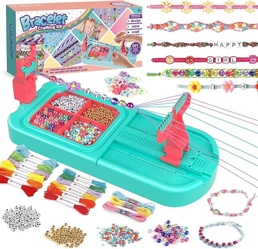 Arts and Crafts for Kids Ages 8-12,Friendship Bracelet Making Kit for Girl,DIY Arts and Crafts Maker for Kids,Jewelry Making Kit Christmas Gifts for Ages 6 7 8 9 10 11 12 Year Old (Blue/Pink)