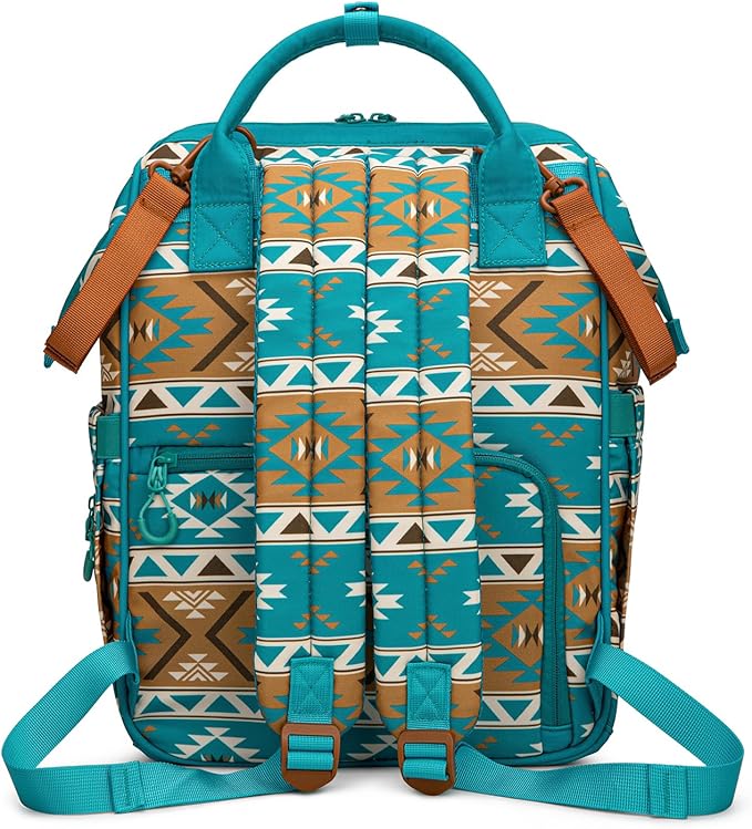 Wrangler Aztec Backpack Multifunction Baby Travel Bag with Changing Pad, Stroller Straps and Pacifier Case WG2204-91103TQ