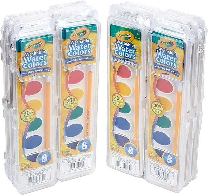 Crayola Washable Watercolor Paint Sets for Kids (12ct), Bulk Classroom Art Supplies for Preschool & Kindergarten, Classroom Learning Activities for Toddlers