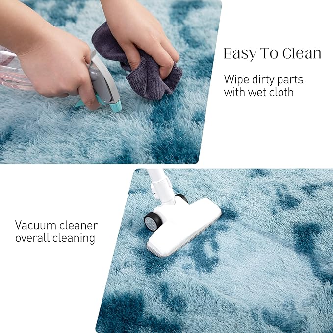 Luxury 4x6 Area Rug, Ultra Soft Rugs for Living Room, Plush Carpet Rugs for Bedroom, Non-Slip Indoor Rug for Nursery, Study Room, Playroom, Home Decor, Tie-Dyed Blue