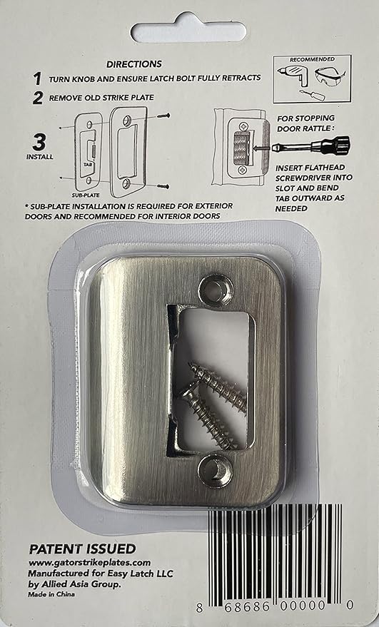 Gator Door Latch Restorer - Strike Plate 1-Pack (Satin Nickel)
