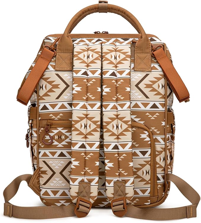 Wrangler Aztec Backpack Multifunction Baby Travel Bag with Changing Pad, Stroller Straps and Pacifier Case WG2204-91103TN