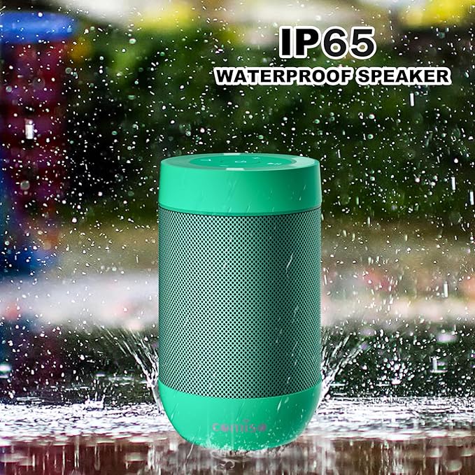 comiso Bluetooth Speaker with IP65 Waterproof,5.3 Bluetooth,TWS Pairing,Support TF Card,Portable Wireless Speaker for iPhone Samsung and More-Green