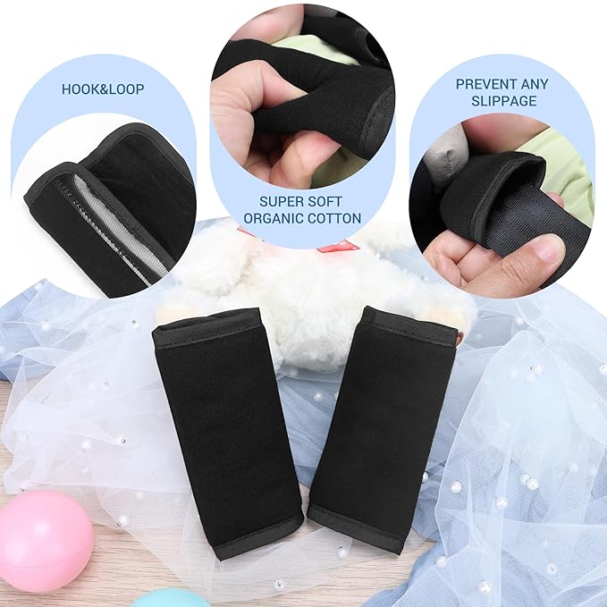 COOLBEBE Upgraded Babybody Support & Strap Covers Set for Newborn Infant Toddler - Extra Soft Breathable Car Seat Insert Cushion Pad, Perfect for Carseats, Strollers, Swing, Black