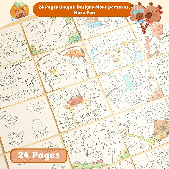 Paint with Water Coloring Books for Kids Ages 3-5, 4-8 – Cute Coloring Book for Teens,Arts and Crafts for Kids Ages 3 4 5 6 7 8+, Birthday Gift Toys for Girls Boys,Travel Toys-Capy