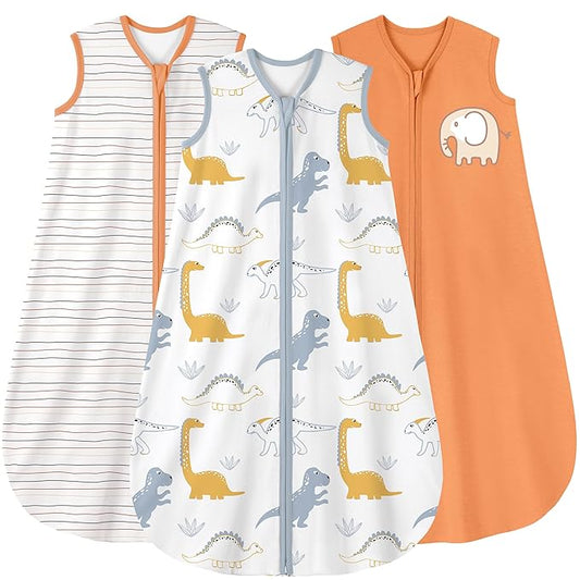 Yoofoss Baby Sleep Sack 12-18 Months Baby Wearable Blanket 100% Cotton 2-Way Zipper TOG 0.5 Toddler Sleeping Sack 3 Pack, Lightweight Sleep Sacks for Babies(Large)