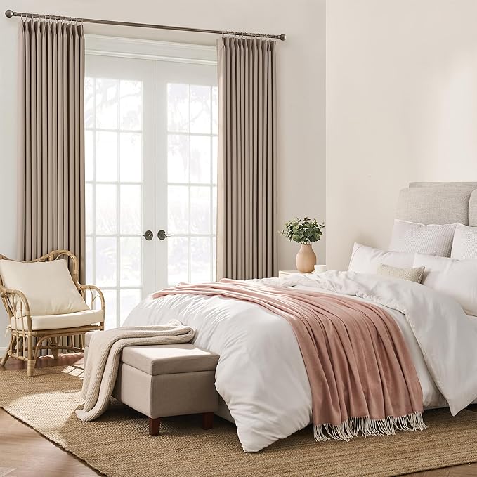 KEQIAOSUOCAI Pinch Pleated Curtains 120 Inch Long,Memory Trained Pleated Viral Window Drapes with Hooks 10 FT Tall Curtains for Living Room Bedroom (Khaki Taupe,40W x 120L x 2 Panels)