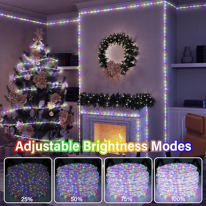 OMIKA Connectable 66ft 800LED Rope Lights for Outside, Multicolor LED Rope Lights Plug in with Remote Timer, 8 Lighting Modes, Outdoor Rope Lights Waterproof for Party, Christmas Decorations