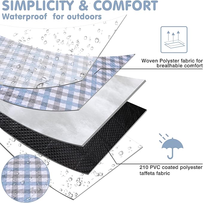 Extra Large Picnic Blanket 80''x 60'' Waterproof Foldable Picnic Mat for Beach, 5-Layer Outdoor Blanket for 6 to 8 Adults,Camping Grass Lawn Park Accessories Couple Park Wedding Registry(Blue Gray)