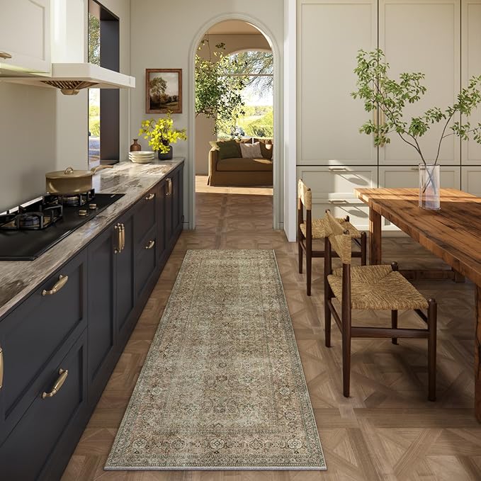 Washable Runners for Hallways Kitchen Rug: 2'x6' Runner Rugs Stain Resistant Non Slip Low Pile Soft Carpet Runners for Hallways Bedroom Kitchen Entryway Indoor Beside Bathroom Laundry Room