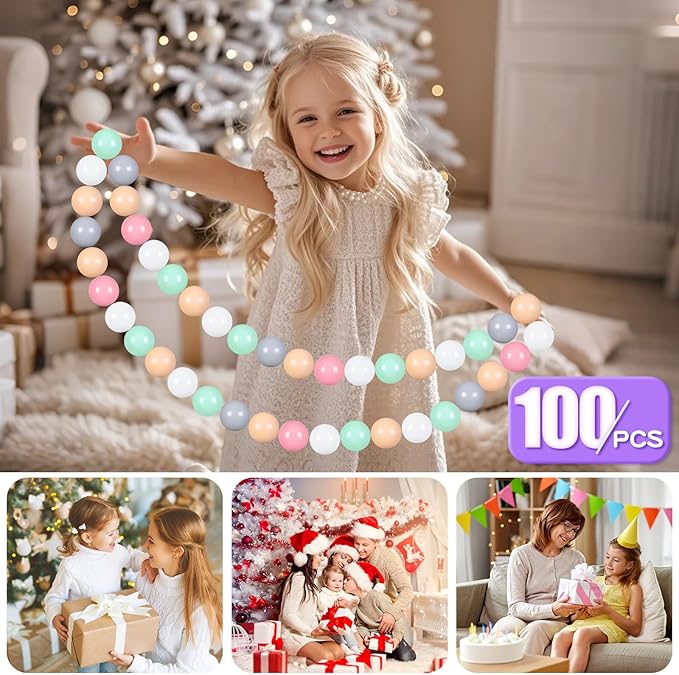 GOGOSO 100 Pit Balls Plastic Balls for Baby Toddlers GirlsToddlers for Playhouse, Baby Pool, Play Ball Fun Centers, for Babies, Kids, Toddlers 1-3, Phthalate Free BPA Free