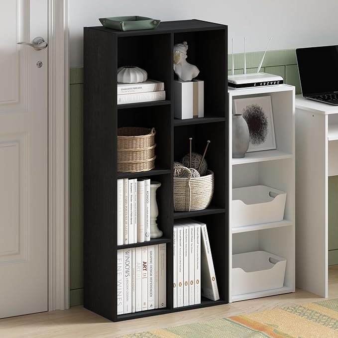 Furinno Luder 7-Cube Reversible Open Shelf, Blackwood
