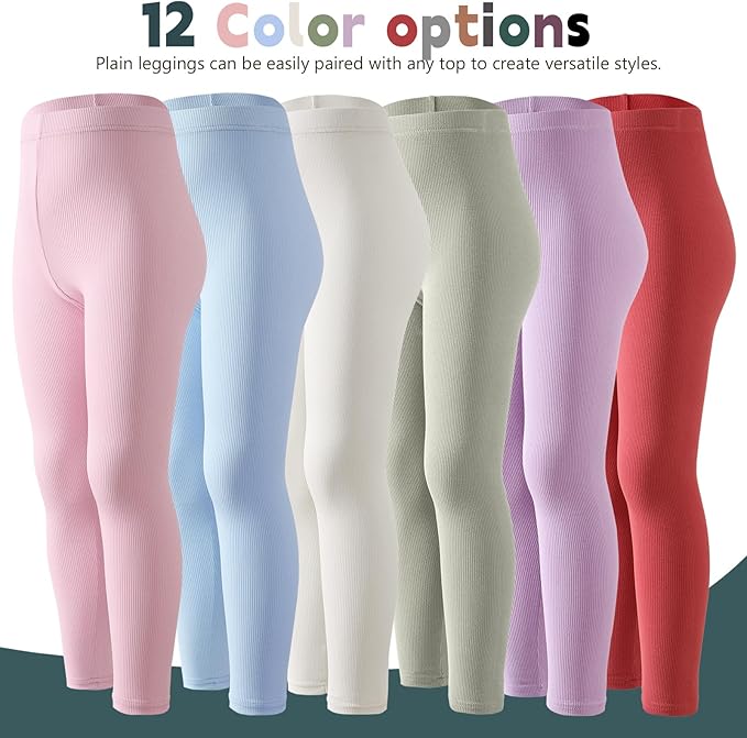12 Pack Girls Leggings Toddler Girl Pants Casual Yoga Pants for Girls High Waisted Stretch Leggings Kids