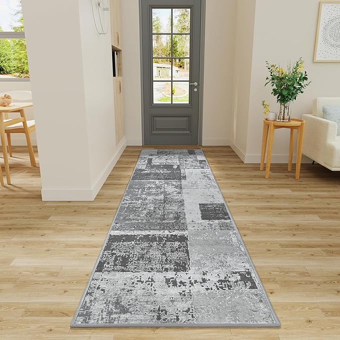 LOCHAS Washable Runner Rugs for Hallway, 2x8 Non Sip Soft Rug for Bedroom Entryway Kitchen Laundry Room, Long Abstract Carpet for Indoor Floor Bedside, Geometric Vintage Home Decor, Pet & kid Friendly