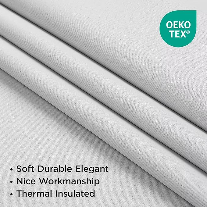 Joydeco 108 Inch 60% Blackout White Curtains 2 Panels,Elegant Soft Sheer Curtains for Bedroom,Thermal Insulated Black Out Drapes for Living Room,Rod Pocket Back Tab Drapes(W37xL108 Inch,Greyish White)