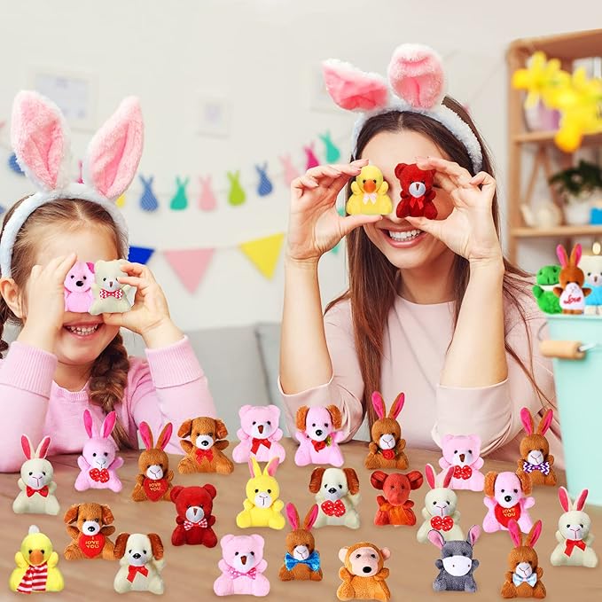 Zhanmai 100 Pcs Mini Plush Stuffed Animal Bulk Small Animal Toys Keychain Party Favors Easter Egg Stuff for Kids Birthday Valentine Carnival Classroom Prizes Gift Goodie Bag Filler(Cute Style)