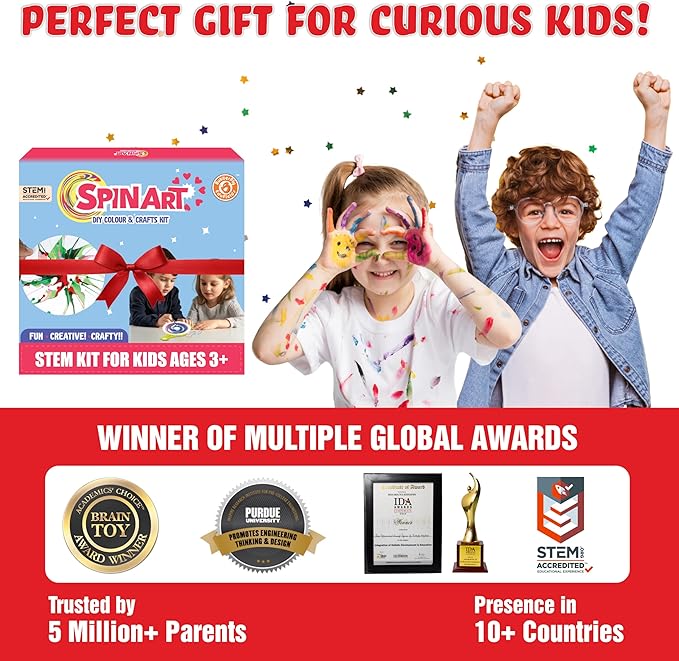 Butterfly EduFields Spin Art & Craft Kit for Kids | Educational Birthday Gift for 3+ 4 5 6 7 Year Old Boys and Girls| DIY Painting Kit for Kids | STEM Toy for for 3+ Years | Science Project Kit