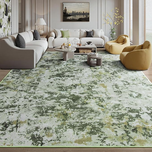 Kelarea 5x7 Rug for Living Room, Green Washable Non-Slip Rugs, Modern Abstract Large Rugs Low Pile Soft Carpet for Bedroom, Kitchen, Dining Room, Classroom, Dorm, Nursery, Home Office
