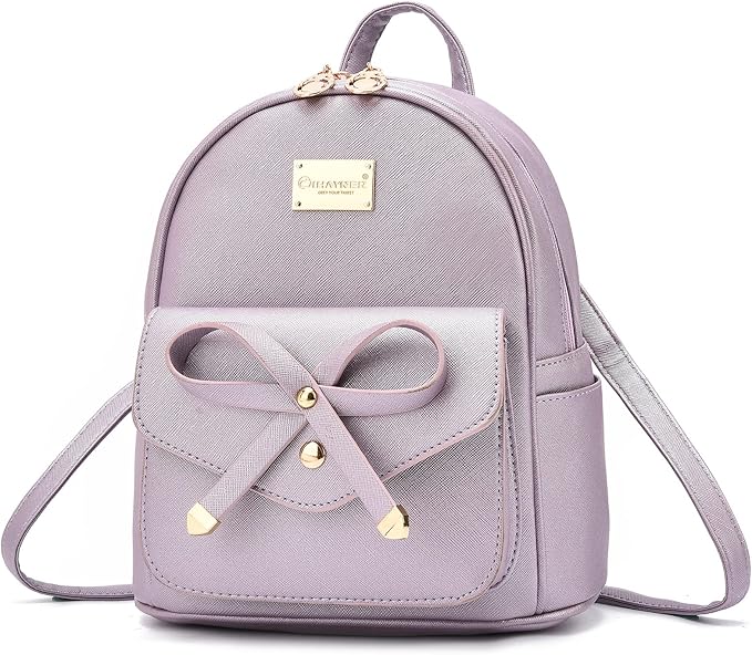 I IHAYNER Girls Bowknot Cute Leather Backpack Mini Backpack Purse for Women