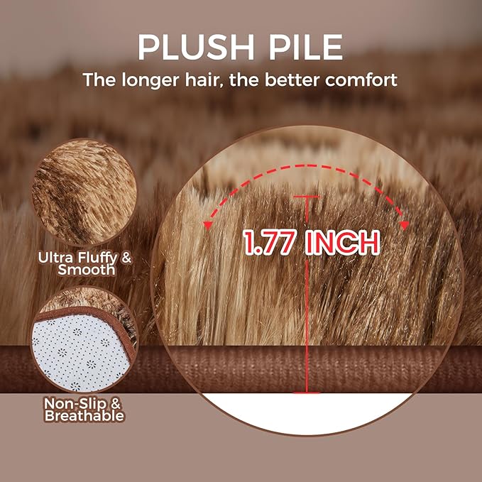 Ultra Soft Rug for Living Room, 4X6 Fluffy Shag Area Rug for Bedroom, Modern Shaggy Carpets Fuzzy Rug for Teens Dorm Nursery Home Decor Aesthetic, Upgrade Anti-Skid Durable, Tie-Dyed Coffee