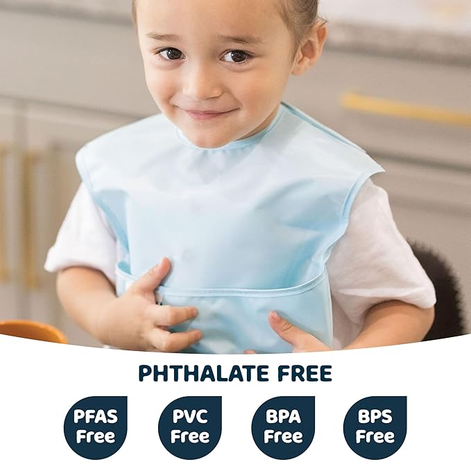 Tiny Twinkle Mess Proof Baby Bibs for Eating - Waterproof, Wipeable Bibs - Toddler Bibs - Travel Friendly - PFAS, PVC, BPA, Phthalate Free - Baby Food Bibs(5 Pack, Boy Spring)