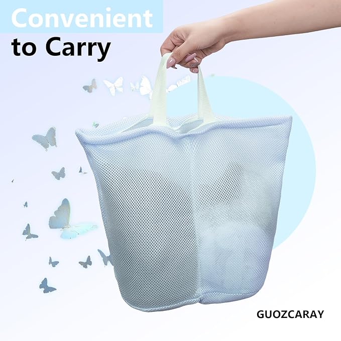 2 Pcs laundry bag with handles mesh laundry bags washing machine laundry totes travel storage and sorting bag for Clothes laundry bag for delicates(Blue2N)