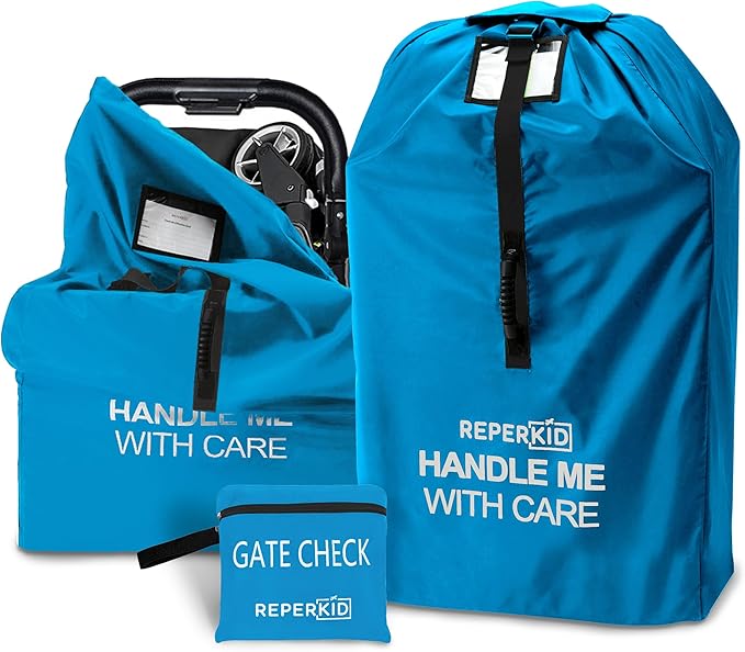 reperkid Medium Stroller Bag for Airplane Travel, Blue, 42" H x26 W x13 D, Fits Most Single Strollers Including Jogging & Standard Models – Premium Waterproof Cover, Adjustable Shoulder Straps