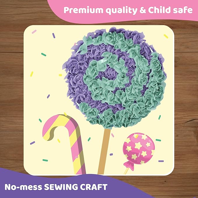 jackinthebox Poke Poke Art for Kids - Candyland Theme, Mess-Free Fabric Art and Craft, Flower Pressing Kits, Gift for Kids, Girl Gifts, DIY Activity Boy Gift, Toys for Girls and Boys Ages 4 5 6 7 8