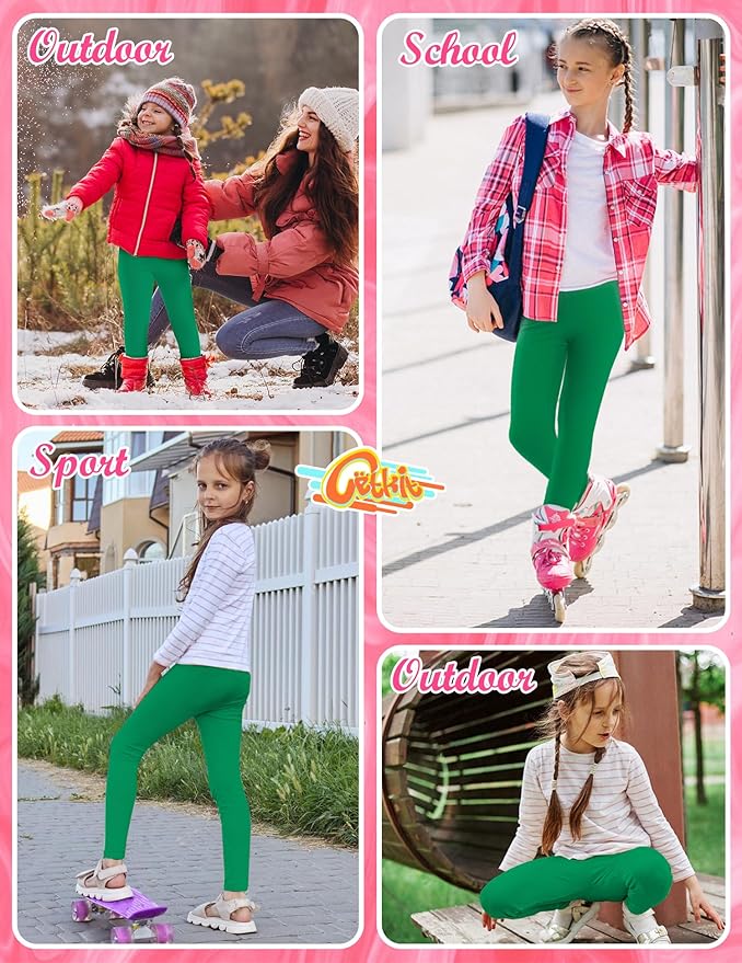 Girls Leggings Cotton Leggings for Toddler Footless Girls Pants Stretchy Baby Girl's Pants Infant Basic Leggings Size 6M -14Y