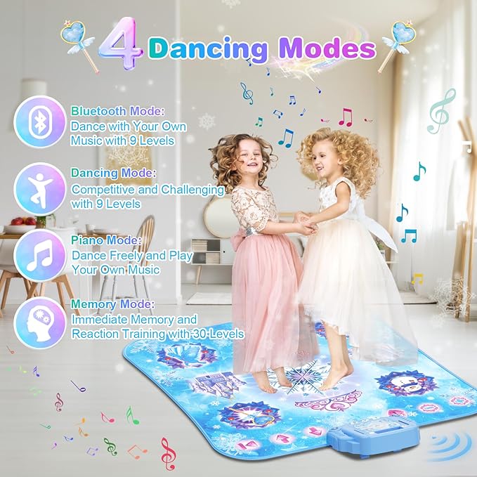 Dance Mat for 3-12 Year Old Girls, Frozen Toys Electronic Dance Pad with 8 Button & Wireless Bluetooth, Music Game Birthday for Kids Ages 3 4 5 6 7 8 9 10+