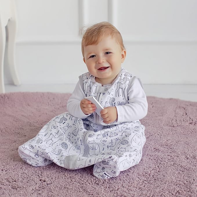 Baby Sleep Sack 1.0 TOG, Organic Cotton Baby Wearable Blanket with Two-Way Zipper, Swaddle Transition Baby Sleeping Bag, All-Season Sleep Sack for Newborn Infant Toddler Boy Girl, 2-Pack, 0-6 Month